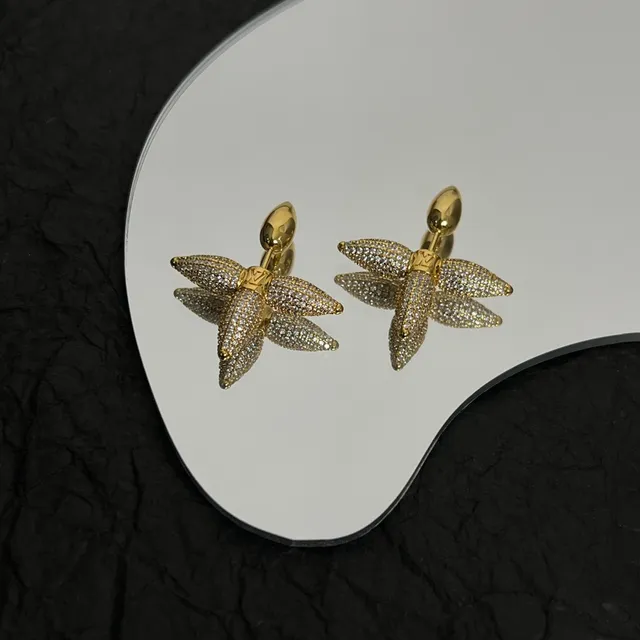 Louis Vuitton Gold Silver Pavé-Crystal Four-Petal Flower Earrings 3