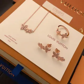 Louis Vuitton金色透明玫瑰Pavé-Set水晶项链