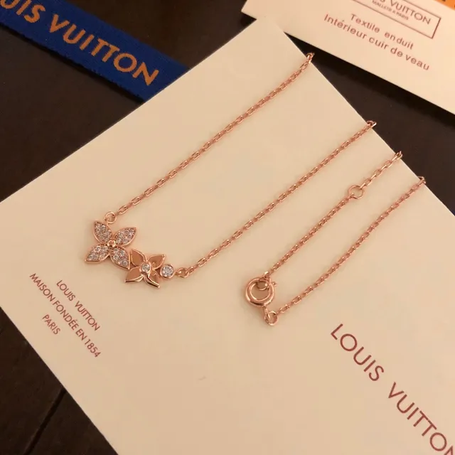 Louis Vuitton Gold Transparent Rose Pavé-Set Crystals Necklace 6