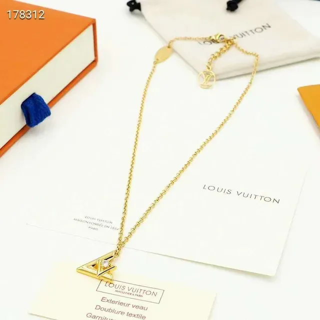 Louis Vuitton Gold White Chain Geometric Monogram Pendant Necklace 9