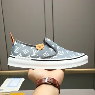 Louis Vuitton Gray White Monogram Canvas Slip-On Lifestyle Sneakers