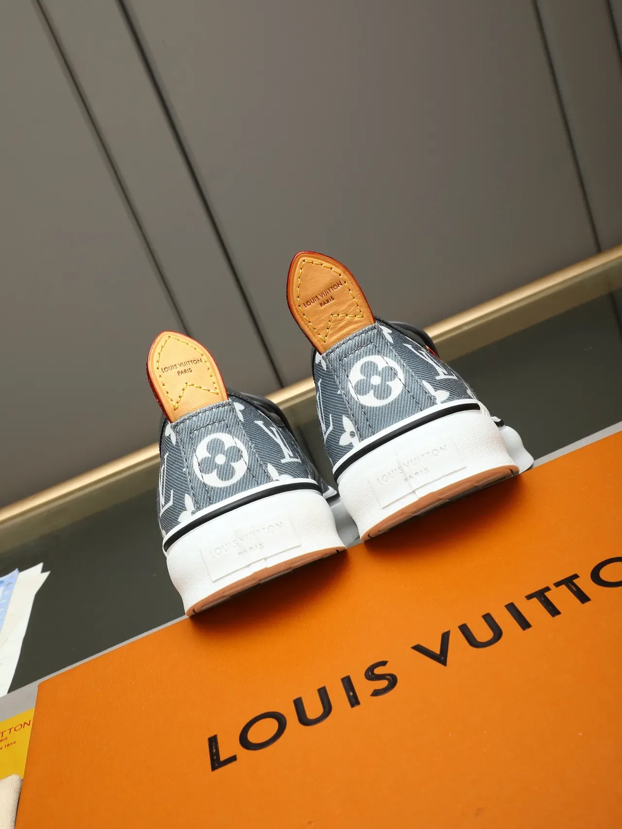 Louis Vuitton Gray White Monogram Canvas Slip-On Lifestyle Sneakers 4