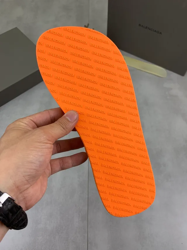 Louis Vuitton Green Orange Molded Monogram Pattern Rubber Construction Slippers 7