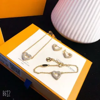 Louis Vuitton Heart Gold Silver Pavé Crystal Necklace