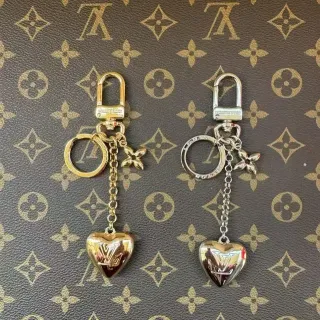 Louis Vuitton Heart Keyholder Gold Silver Pendant LV Monogram Engraving Bracelet