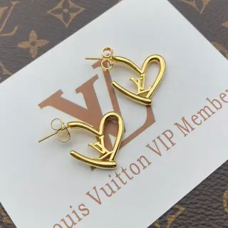 Louis Vuitton Heart Monogram Gold-Tone Earrings