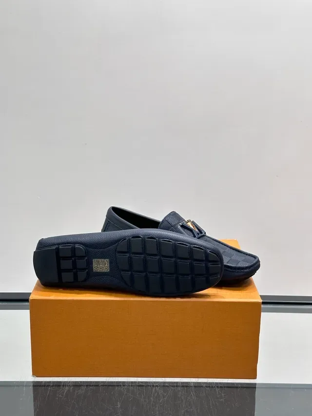 Louis Vuitton Horsebit 1955 Loafer Navy Blue Damier Check Leather Loafers 2