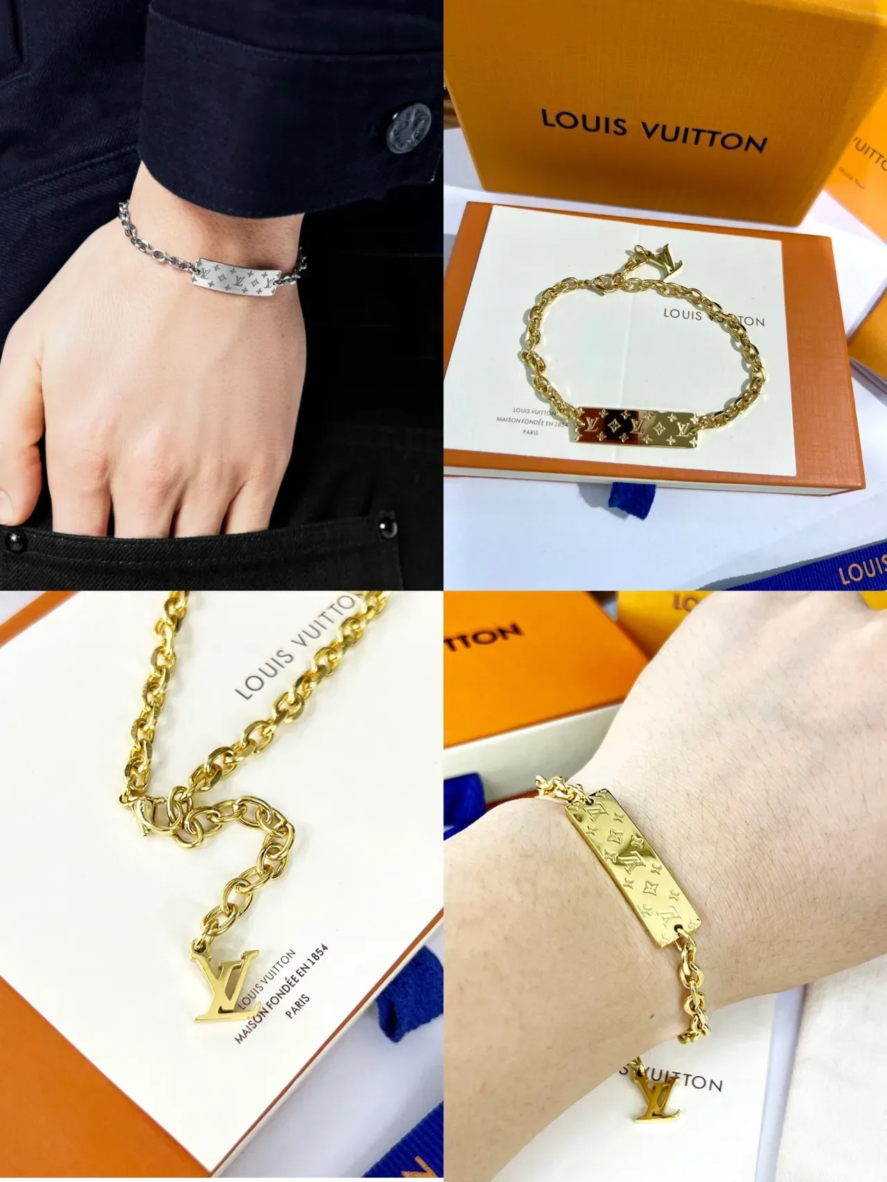 Louis Vuitton Iconic Monogram Gold-Tone Chain Bracelet 9