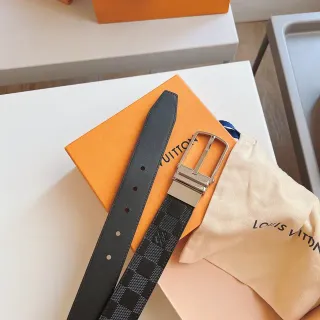 Louis Vuitton Initiales Reversible Damier Graphite and Black Leather Belt