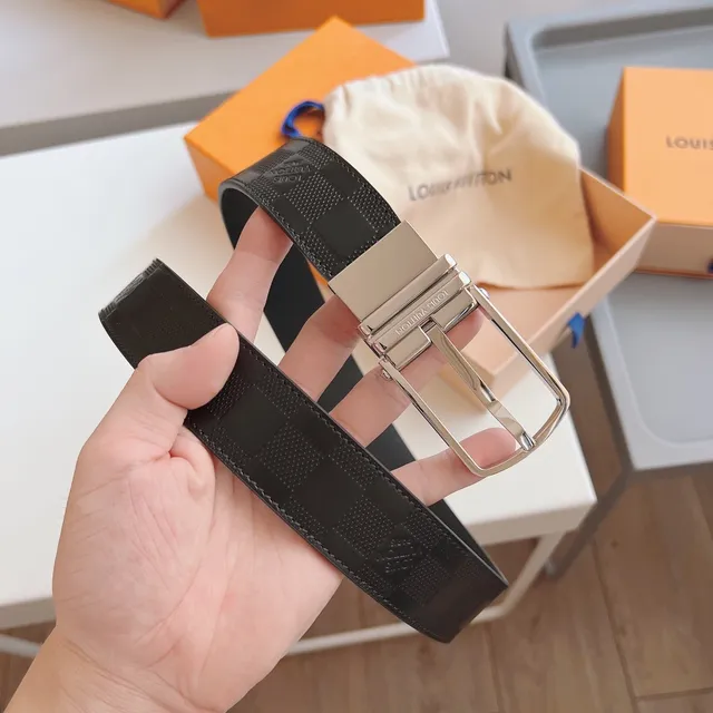 Louis Vuitton Initiales Reversible Damier Graphite and Black Leather Belt 3