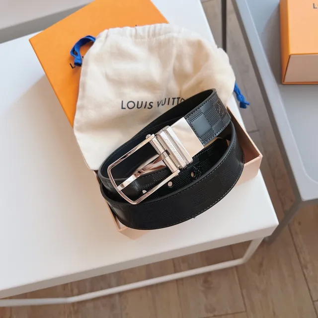 Louis Vuitton Initiales Reversible Damier Graphite and Black Leather Belt 4