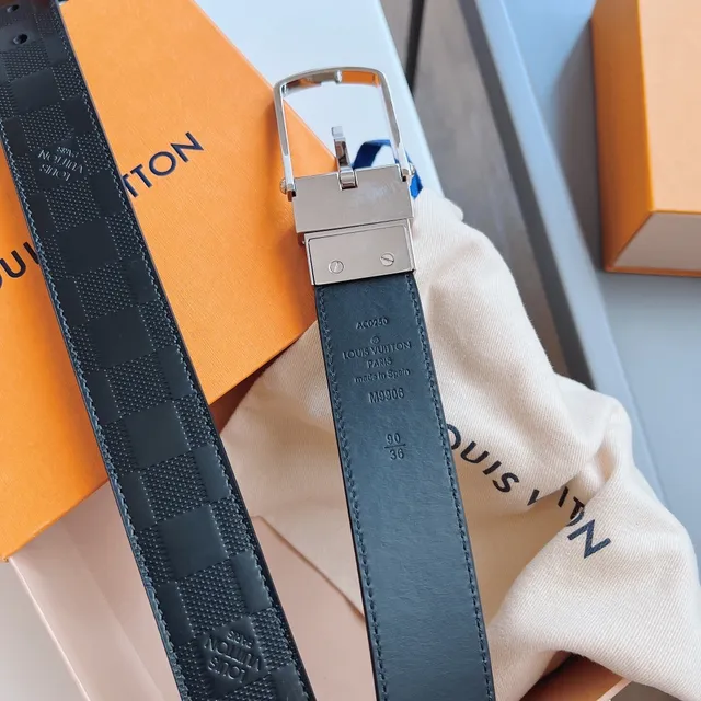Louis Vuitton Initiales Reversible Damier Graphite and Black Leather Belt 5