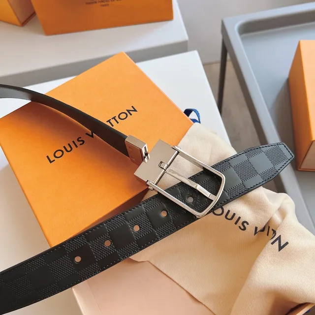 Louis Vuitton Initiales Reversible Damier Graphite and Black Leather Belt 6
