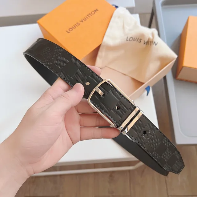 Louis Vuitton Initiales Reversible Damier Graphite and Black Leather Belt 8