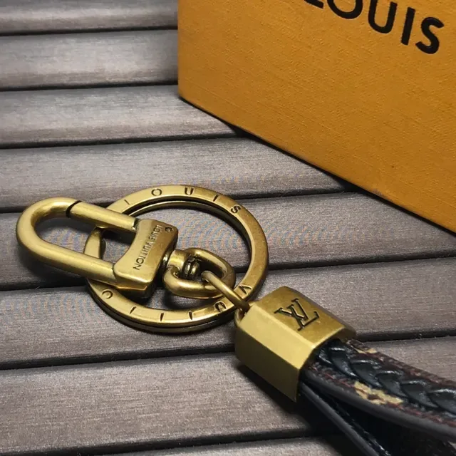 Louis Vuitton Key Holder Black Gold Braided Leather Aged Brass Hardware Crossbody Bag 4
