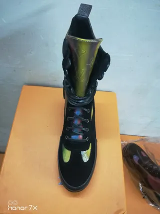 Louis Vuitton Le Cagole Irisé Multicolore Plateforme Bottes de Cheville 5
