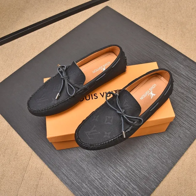 Louis Vuitton Loafer Black Beige Perforated Monogram Leather Decorative Lace Tie Loafer 9
