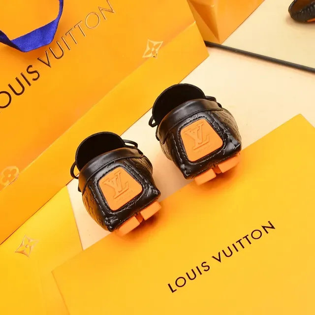 Louis Vuitton Loafer Black Orange Monogram-Embossed Leather Knotted Bow Detail Loafer 2