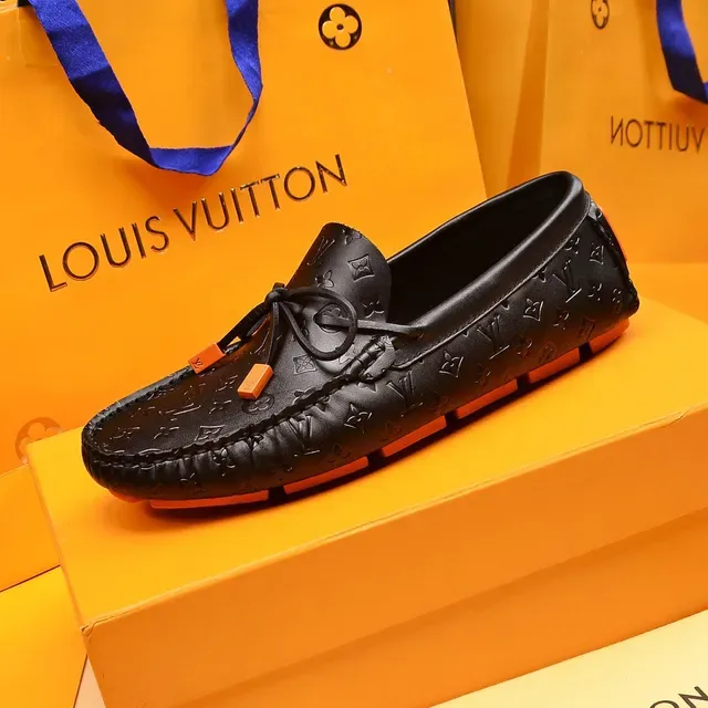 Louis Vuitton Loafer Black Orange Monogram-Embossed Leather Knotted Bow Detail Loafer 6