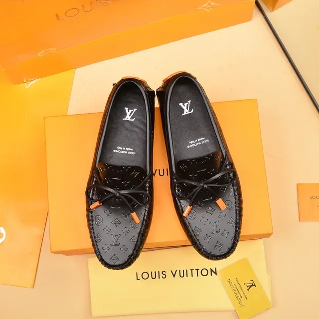 Louis Vuitton Loafer Black Orange Monogram-Embossed Leather Knotted Bow Detail Loafer 7