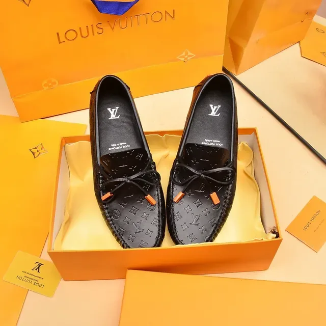 Louis Vuitton Loafer Black Orange Monogram-Embossed Leather Knotted Bow Detail Loafer 9
