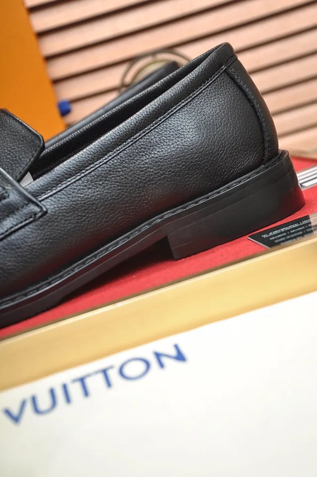 Louis Vuitton Loafer Black Pebbled Leather LV Buckle Loafers 2