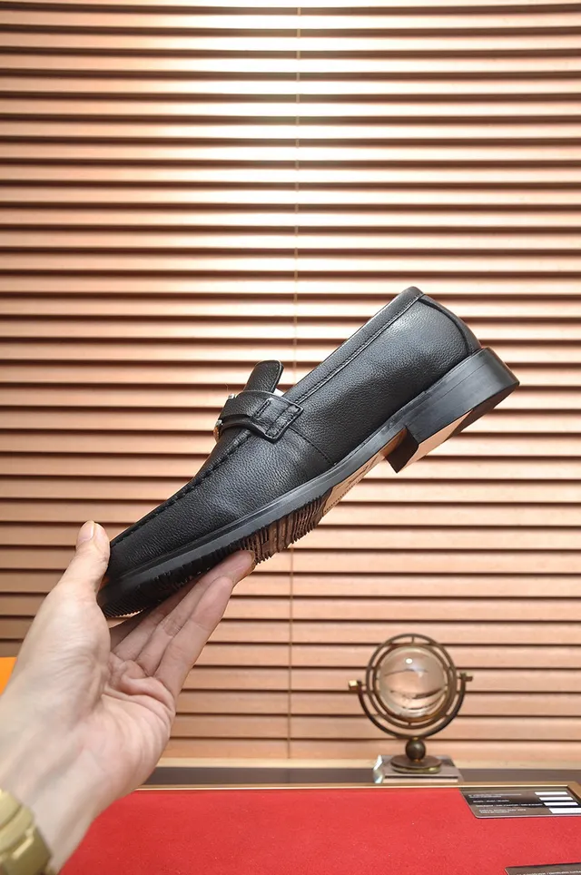 Louis Vuitton Loafer Black Pebbled Leather LV Buckle Loafers 6
