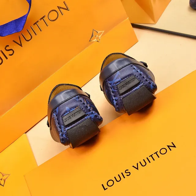 Louis Vuitton Loafer Blue Navy Monogram-Printed Leather Metal LV Buckle Strap Loafer 2