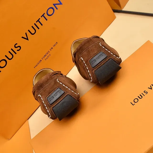 Louis Vuitton Loafer Brown Beige Suede Upper Whipstitched Moc-Toe Loafer 2