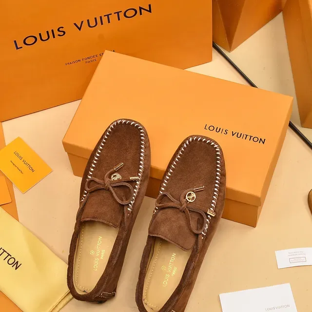 Louis Vuitton Loafer Brown Beige Suede Upper Whipstitched Moc-Toe Loafer 3