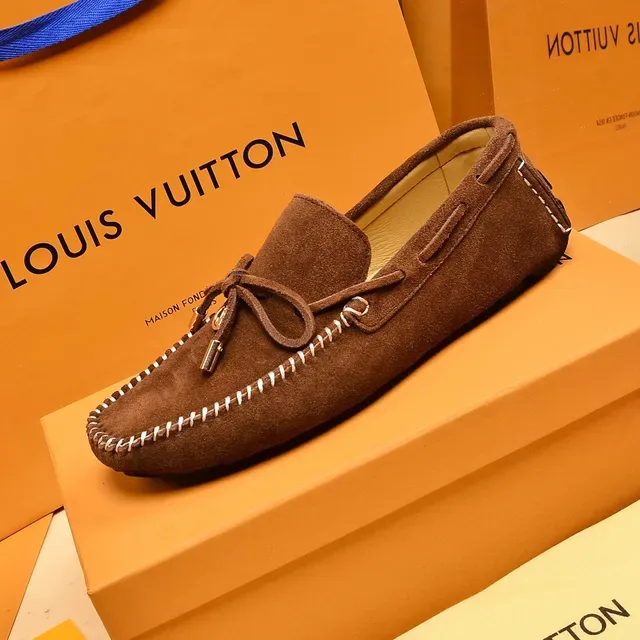Louis Vuitton Loafer Brown Beige Suede Upper Whipstitched Moc-Toe Loafer 5