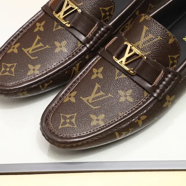 Louis Vuitton Loafer Brown Gold Monogram Canvas LV Buckle Loafer 7