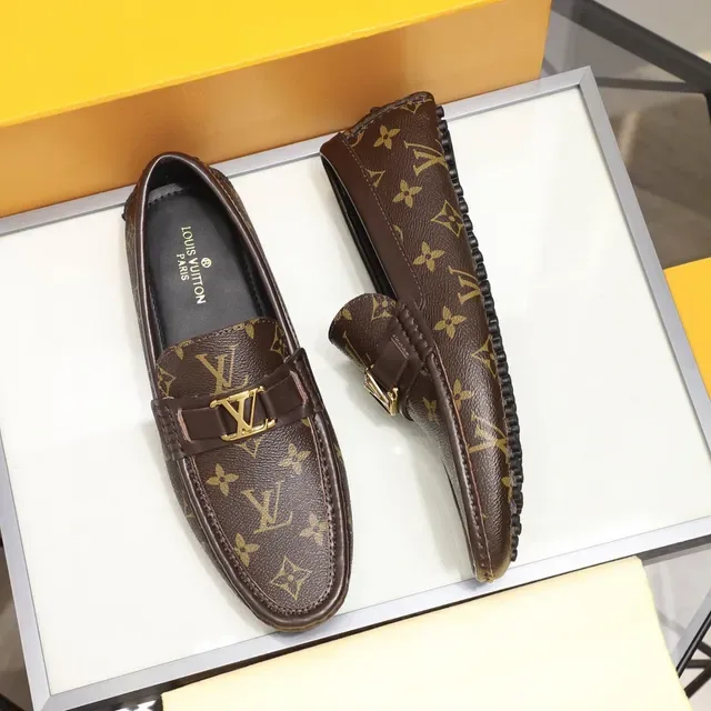 Louis Vuitton Loafer Brown Gold Monogram Canvas LV Buckle Loafer 9