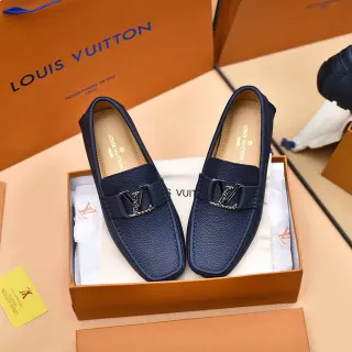 Louis Vuitton 海军蓝粒面皮革一脚蹬乐福鞋