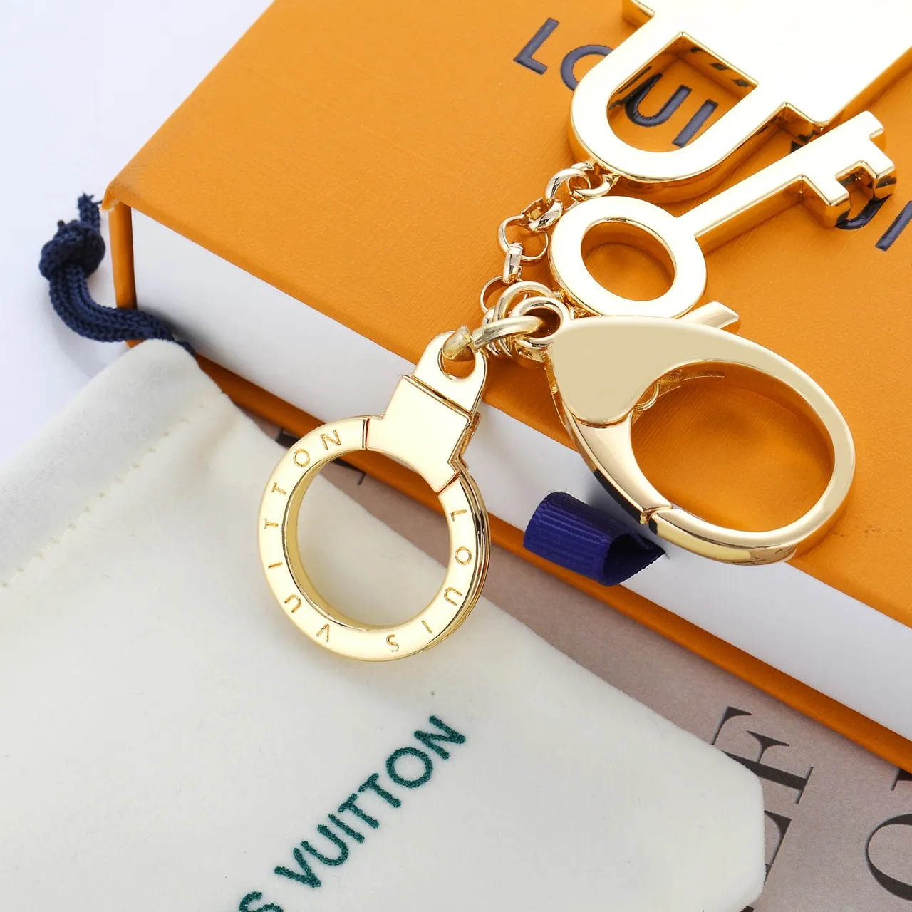 Louis Vuitton Lock & Key Orange Gold Metal Enamel Bracelet 6