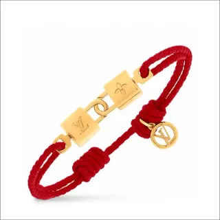 Louis Vuitton سوار ستايل قفل حبل مضفر أحمر ذهبي