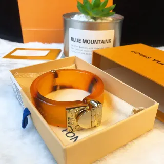Pulsera Louis Vuitton Lockit Ámbar Tortoiseshell Resina Tono Dorado