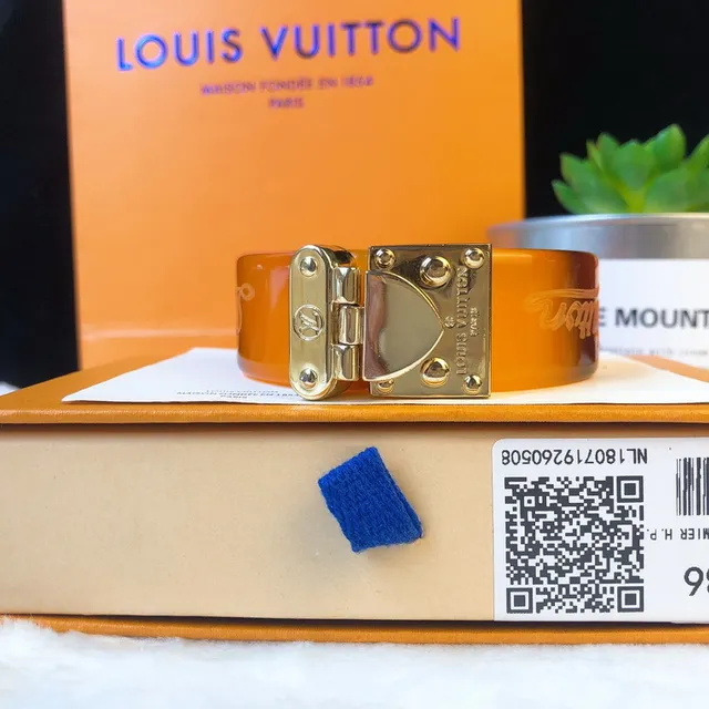 Louis Vuitton Lockit Amber Tortoiseshell Resin Gold-Tone Bracelet 6