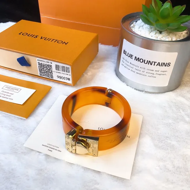 Louis Vuitton Lockit Amber Tortoiseshell Resin Gold-Tone Bracelet 8