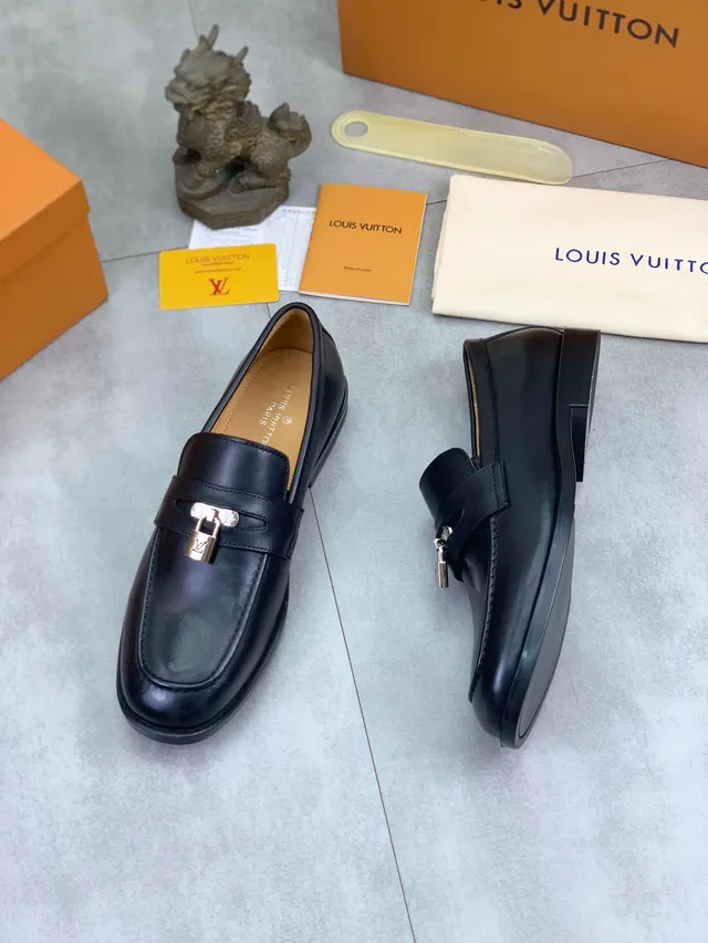 Louis Vuitton Lockit Loafer Black Leather Padlock Strap Loafer 5
