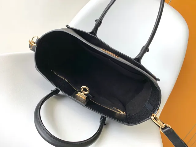 Louis Vuitton Locky Tote Sac en Cuir Noir Grainé avec Ferrures Dorées Sac Tote 3