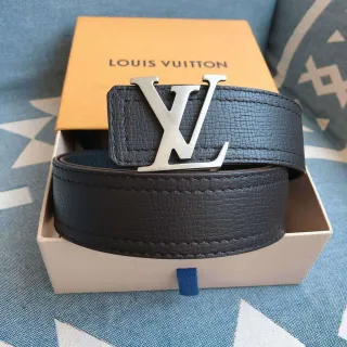 Louis Vuitton LV Belt Black Textured Leather Belt