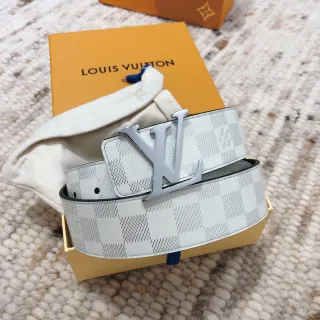 Louis Vuitton LV Belt White and Gray Damier Leather Belt