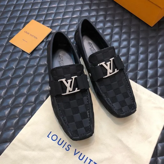 Louis Vuitton LV Buckle Loafer Black Silver Checkered Canvas Strap Loafer 2