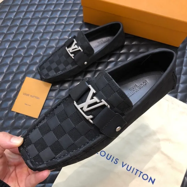 Louis Vuitton LV Buckle Loafer Black Silver Checkered Canvas Strap Loafer 3