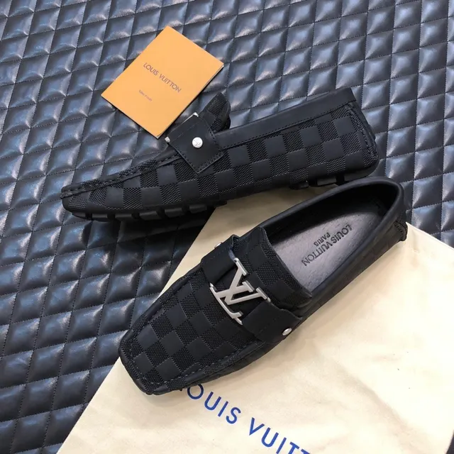 Louis Vuitton LV Buckle Loafer Black Silver Checkered Canvas Strap Loafer 5