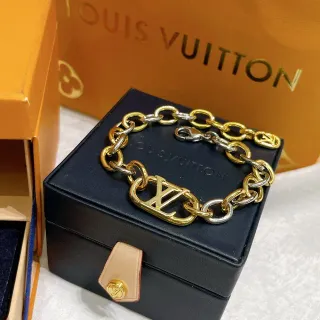 Louis Vuitton LV Pulsera de cadena bicolor de oro y plata