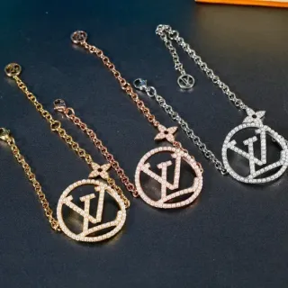 لويس فيتون LV Circle سوار ذهبي فضي سلسلة ربط Pavé-Set