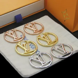 Louis Vuitton LV Circle Hoop Gold Silver Circular Interlocking Monogram Earrings