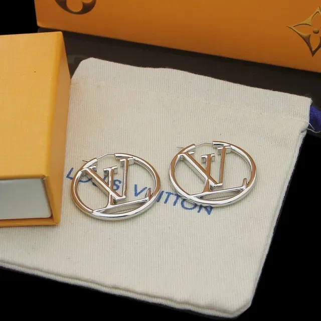 Louis Vuitton LV Circle Hoop Gold Silver Circular Interlocking Monogram Earrings 3